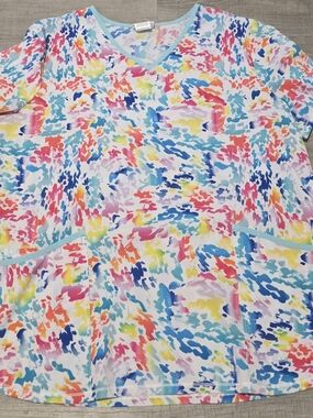 Colorburst V-Neck Scrub Top - Multicolor